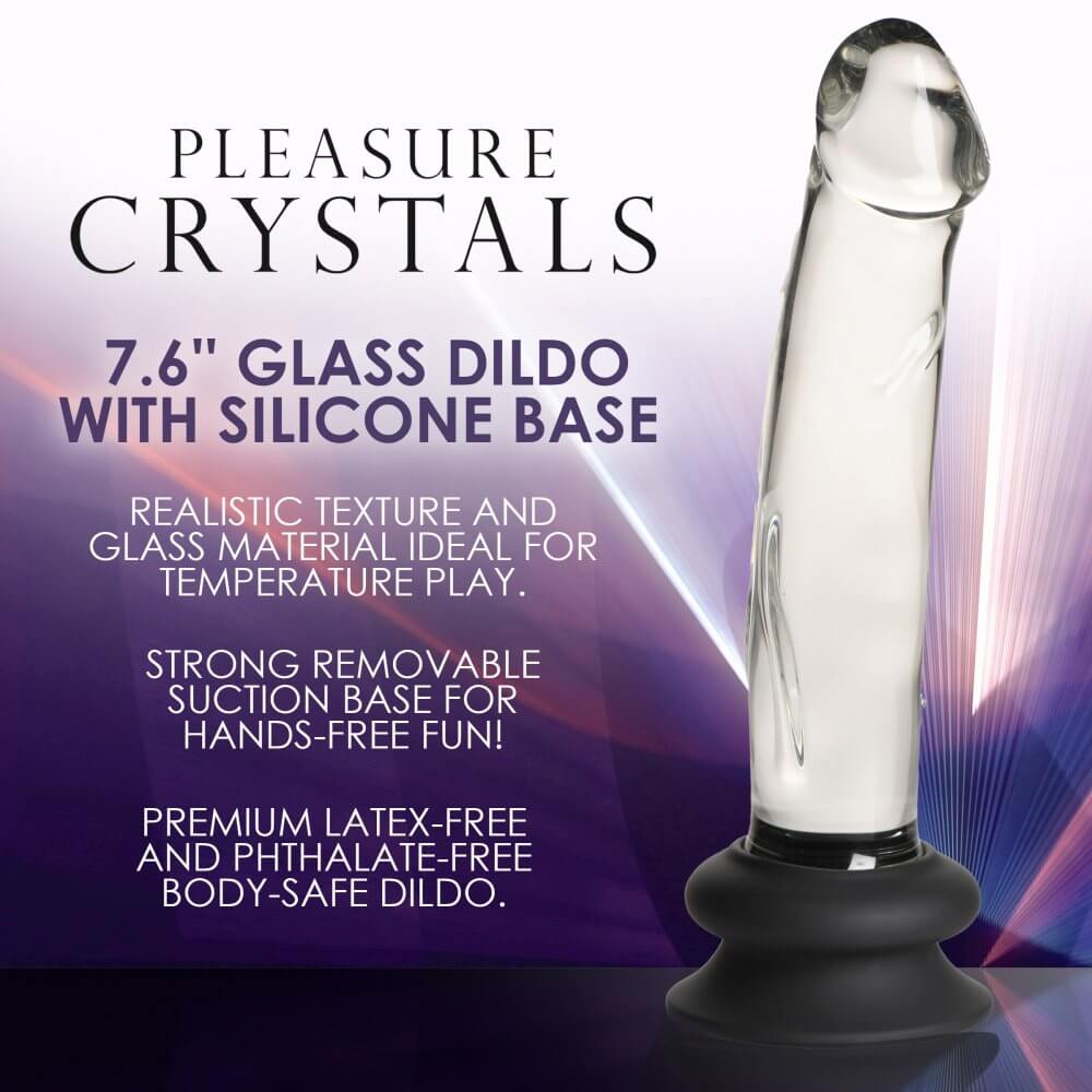Glass Dildo with Silicone Base - 7.6 inch