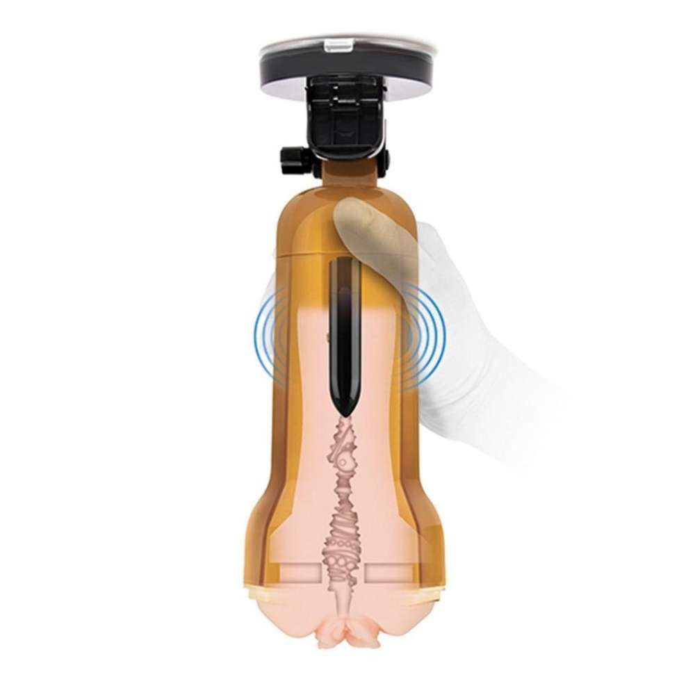 Zolo Vibrating Mountable Stroker with Suction Cup Gold