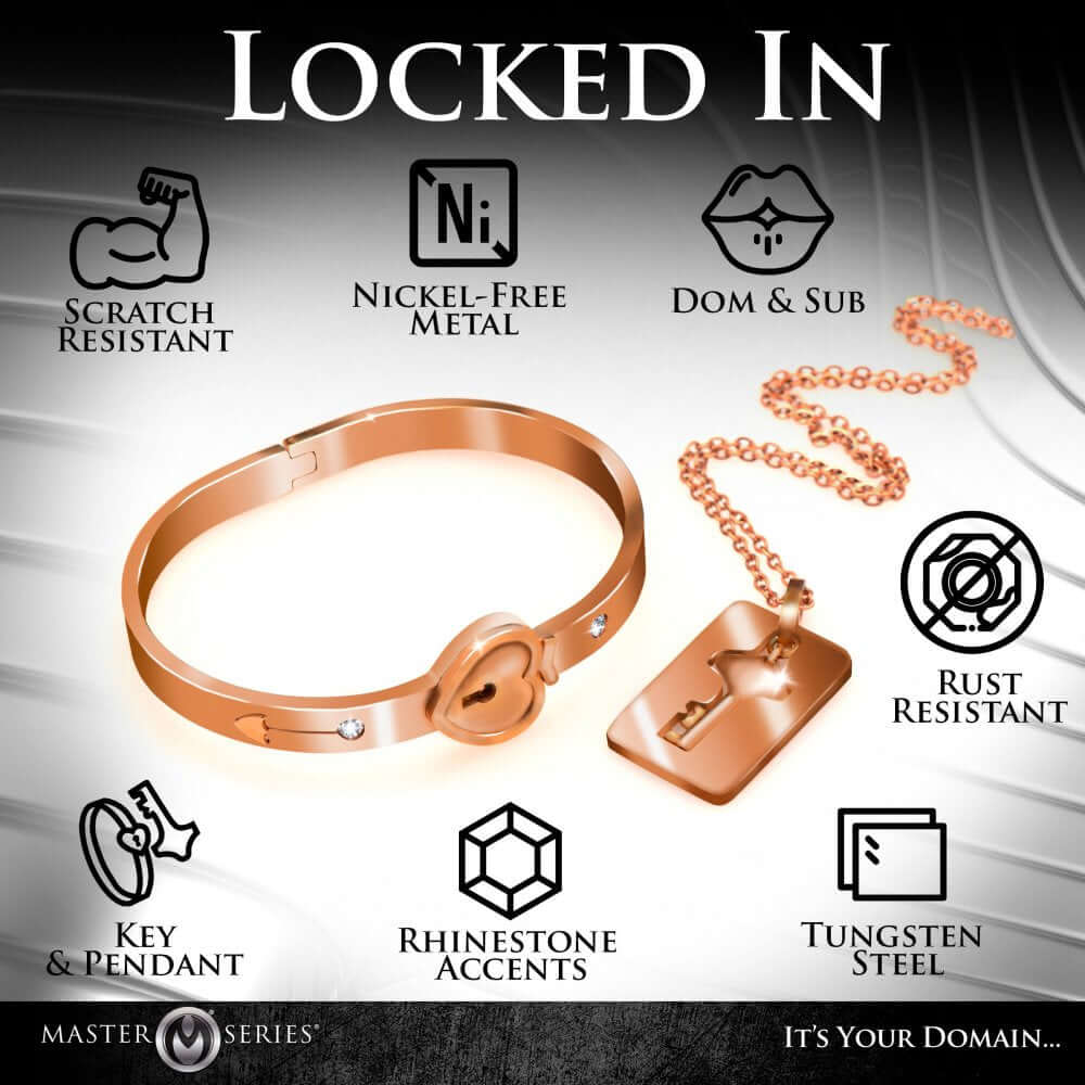 DDLG FemDom Submissive Cuffed Locking Bracelet and Key Necklace
