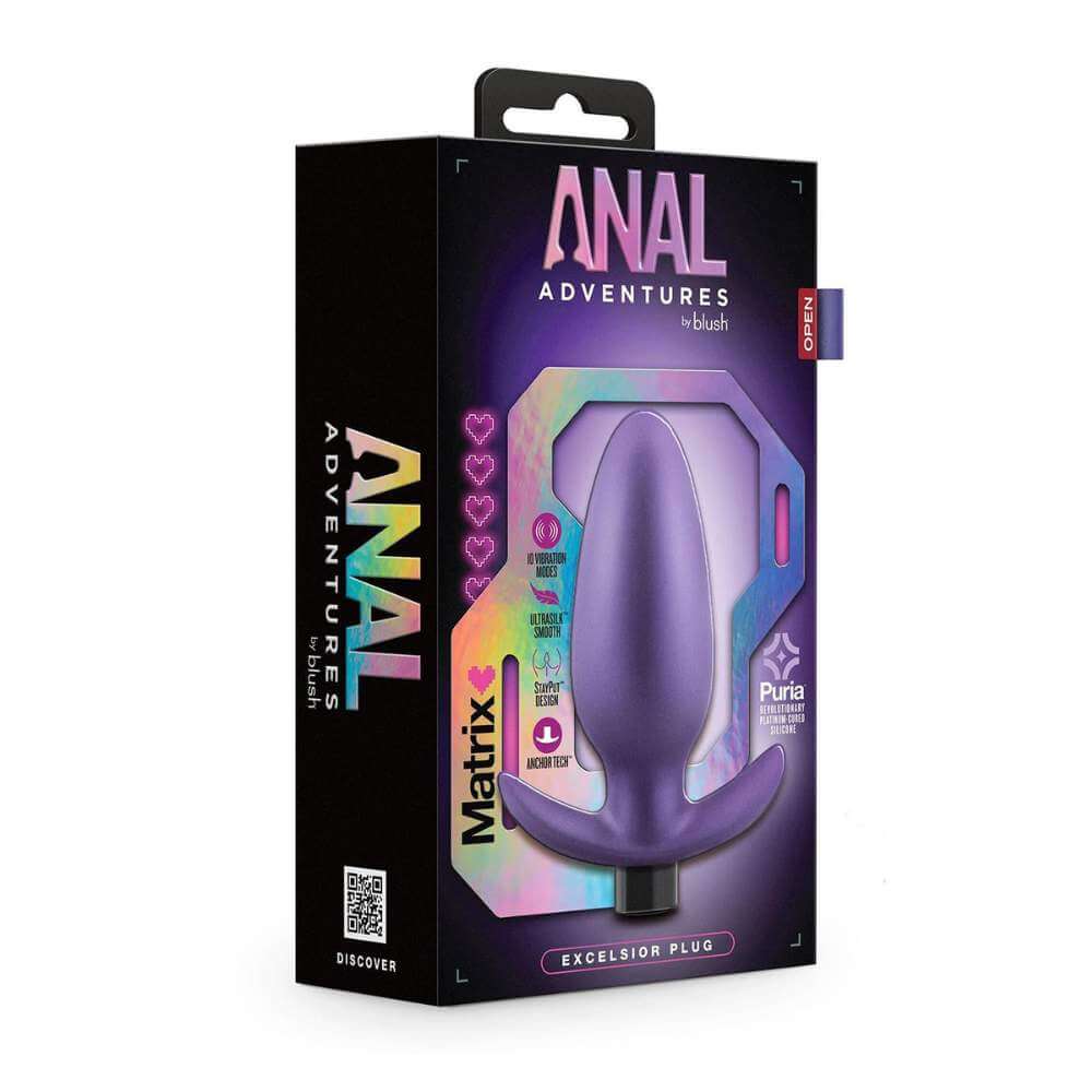 Anal Adventures Matrix Exceisor Rechargeable Silicone Anal Plug - Astro Violet - perfect for beginners