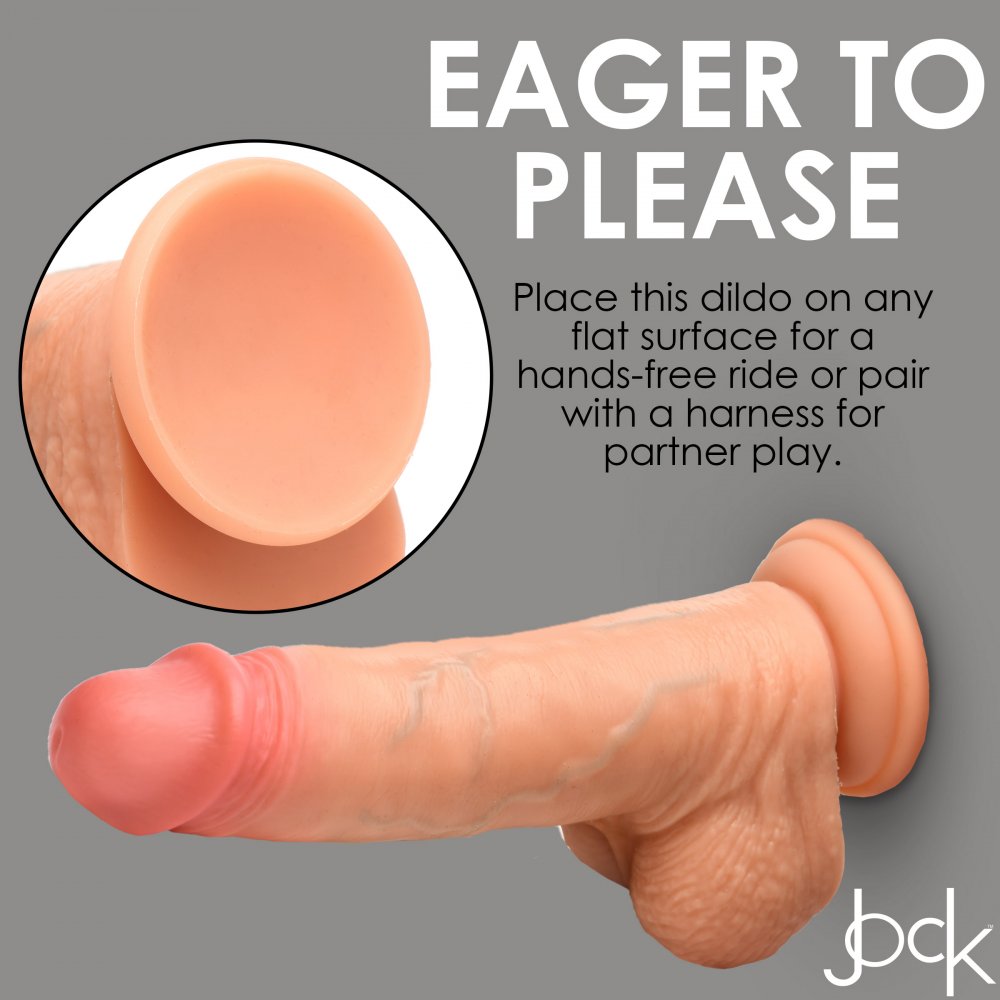 Real Skin Silicone Dildo with Balls - 8 Inch with strong suction cup