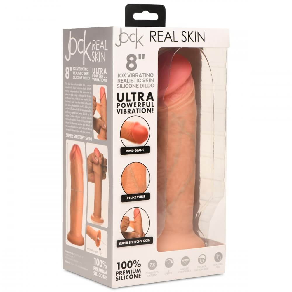 10X Real Skin 8 inch Vibrating Dildo Packing
