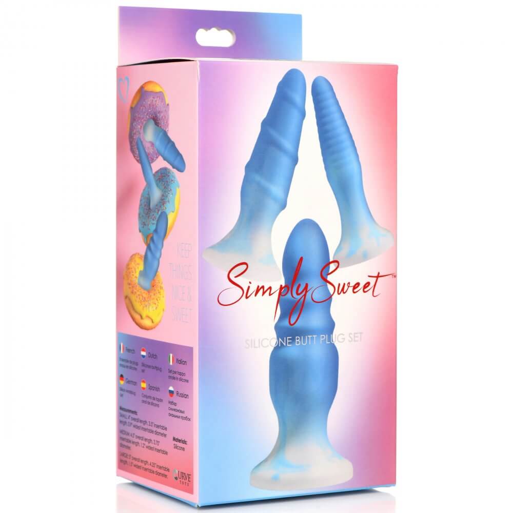 Simply Sweet Silicone Butt Plug Set Blue