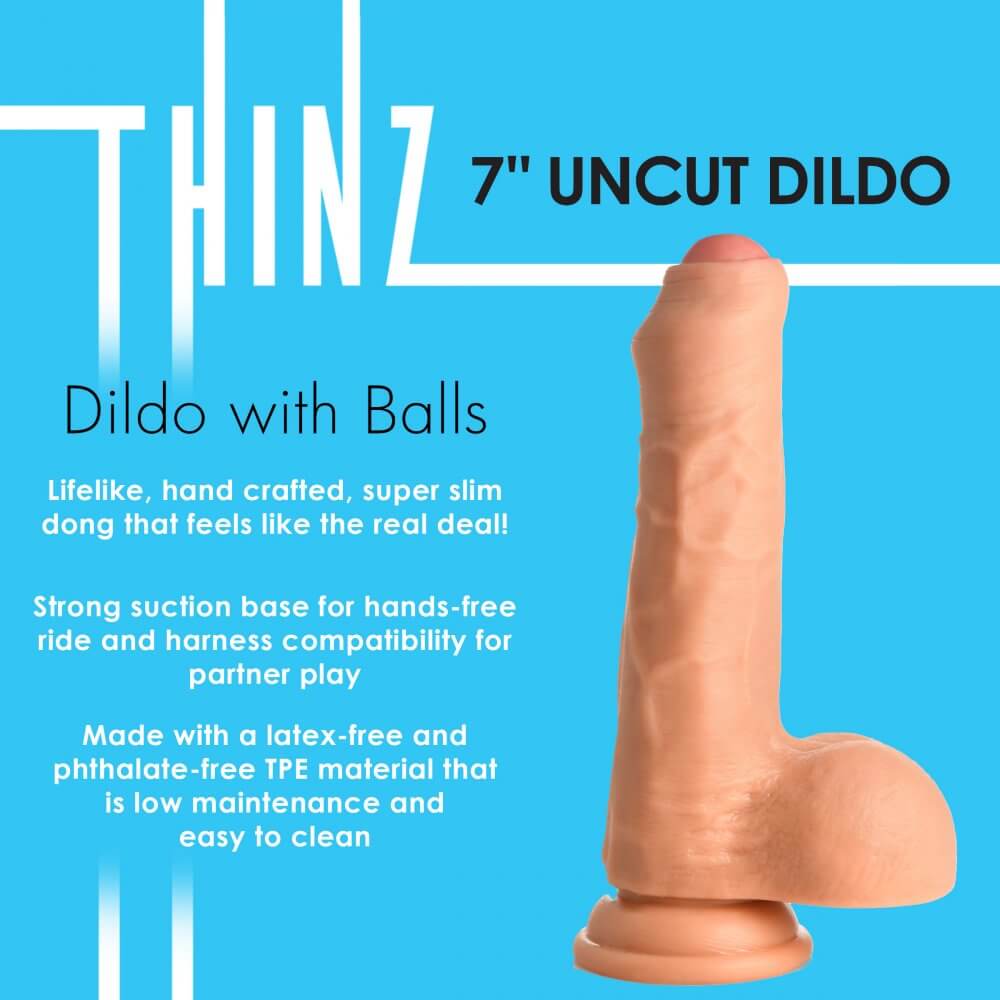 7 Inch uncut Dildo with Balls