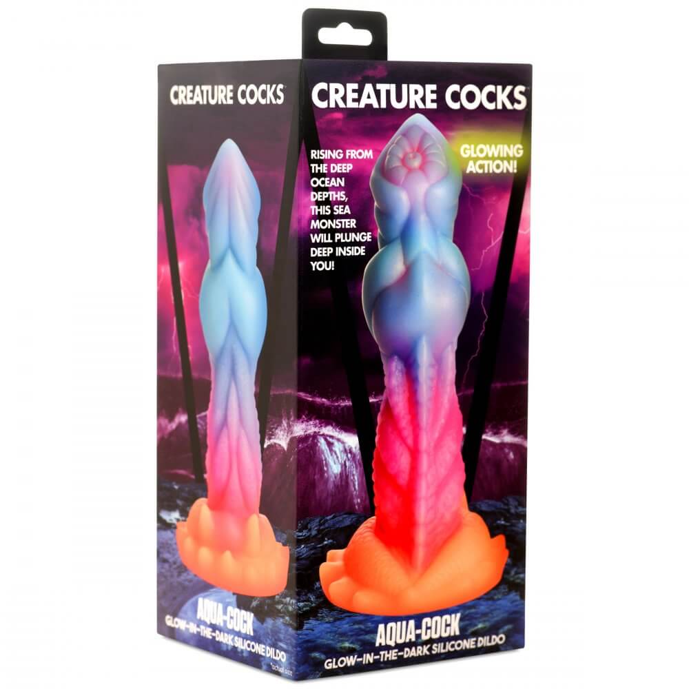 Aqua-Cock Glow-In-The-Dark Silicone Dildo Packing