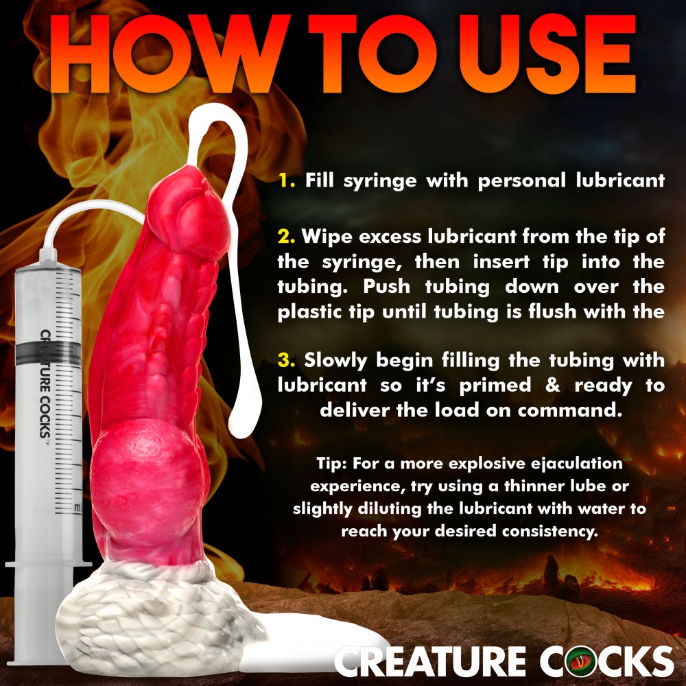 How to use a squirting dildo: Creature Cocks Resurrector Phoenix Squirting Silicone Dildo