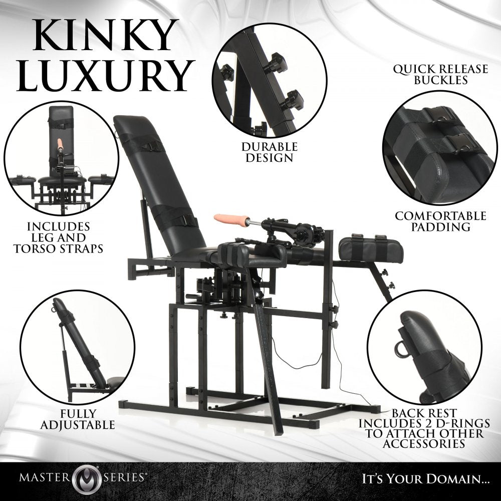Kinky Luxury with the Leg Spreader Obedience Chair with Sex Machine