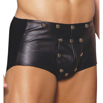 Leather Shorts with Break Away Front
