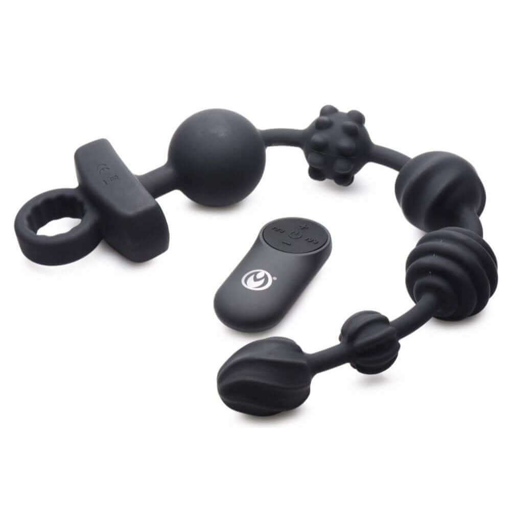 21X Dark Rattler Vibrating Silicone Anal Beads with Remote