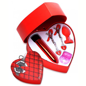 Passion Heart Gift Set Vibrator Nipple Clamps Anal Plug