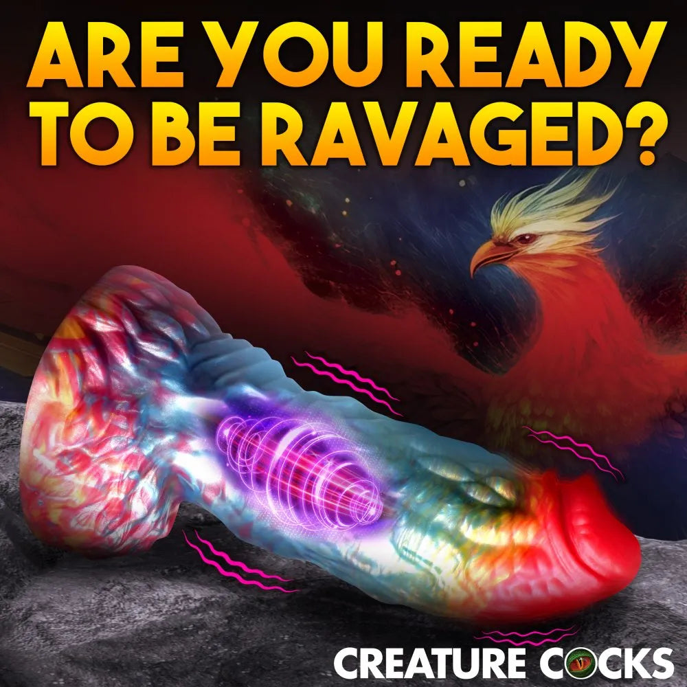 Rainbow Phoenix Vibrating Silicone Dildo with Remote - for your next roleplay