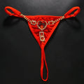 Red Crystal Heart Thong G String Women Chain Sexy Panty Rhinestone Bikini Decoration Bottom 2024 Luxury Designer Accessories