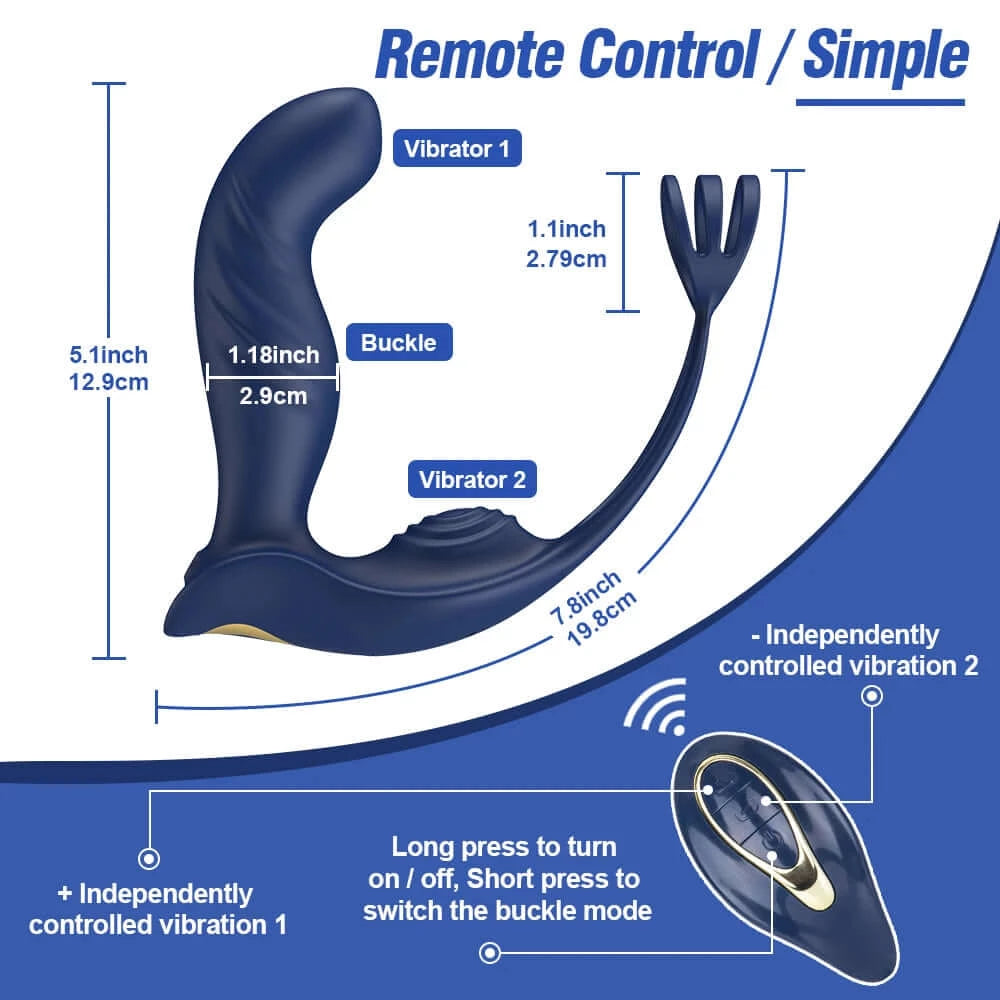 Anal Prostate Massager with Cock Ring and Remote