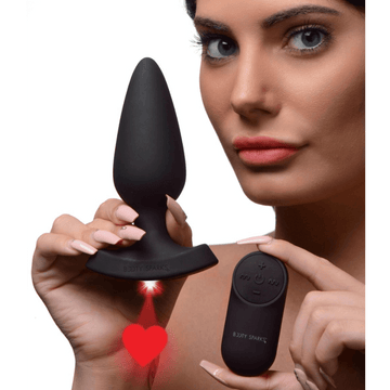28X Laser Heart Silicone Anal Plug with Remote – Large