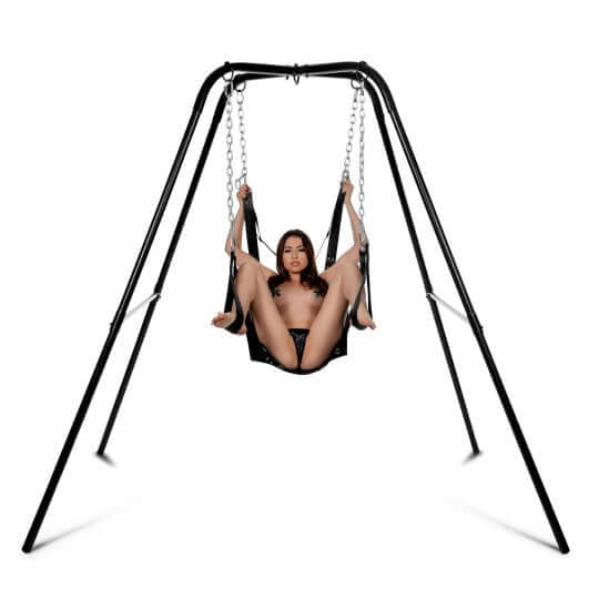Model on Sex Swing - Extreme Sling and Swing Stand