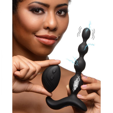 Shock-Beads 80X Vibrating & E-stim Silicone Anal Beads with Remote