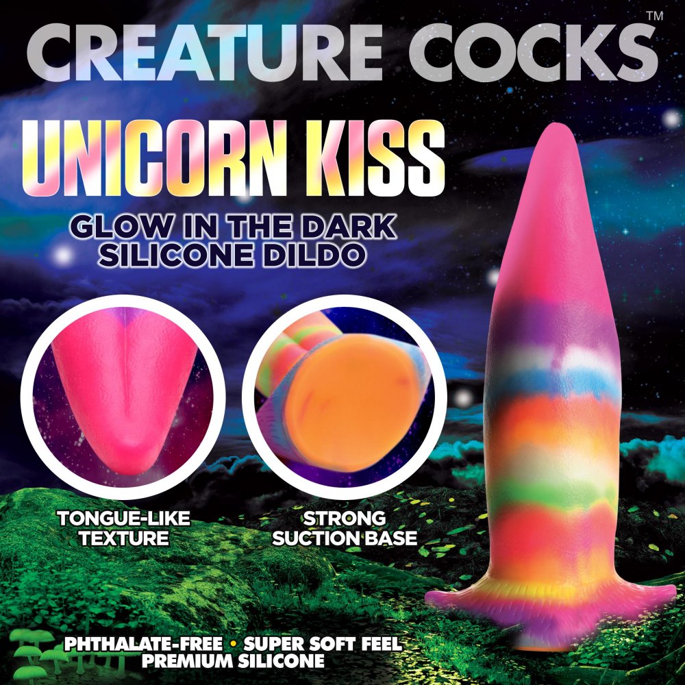 Unicorn Kiss Unicorn Tongue Glow-in-the-Dark Body-safe Silicone Dildo