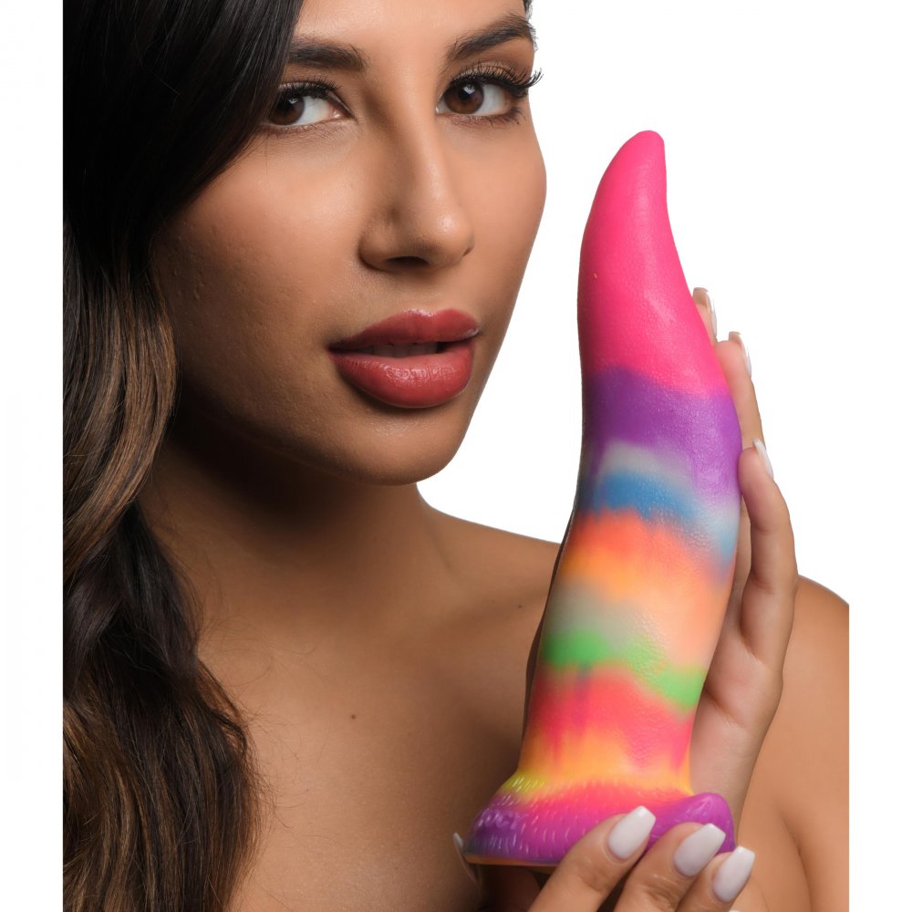 Girl with Glow-in-the-Dark Silicone Dildo