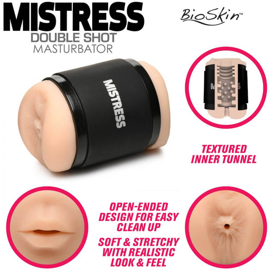 Double Shot Mouth and Ass Stroker - Light