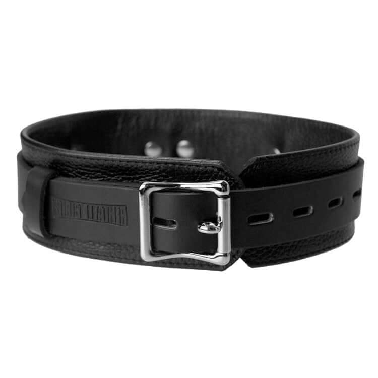 BDSM Leather Deluxe Locking Collar